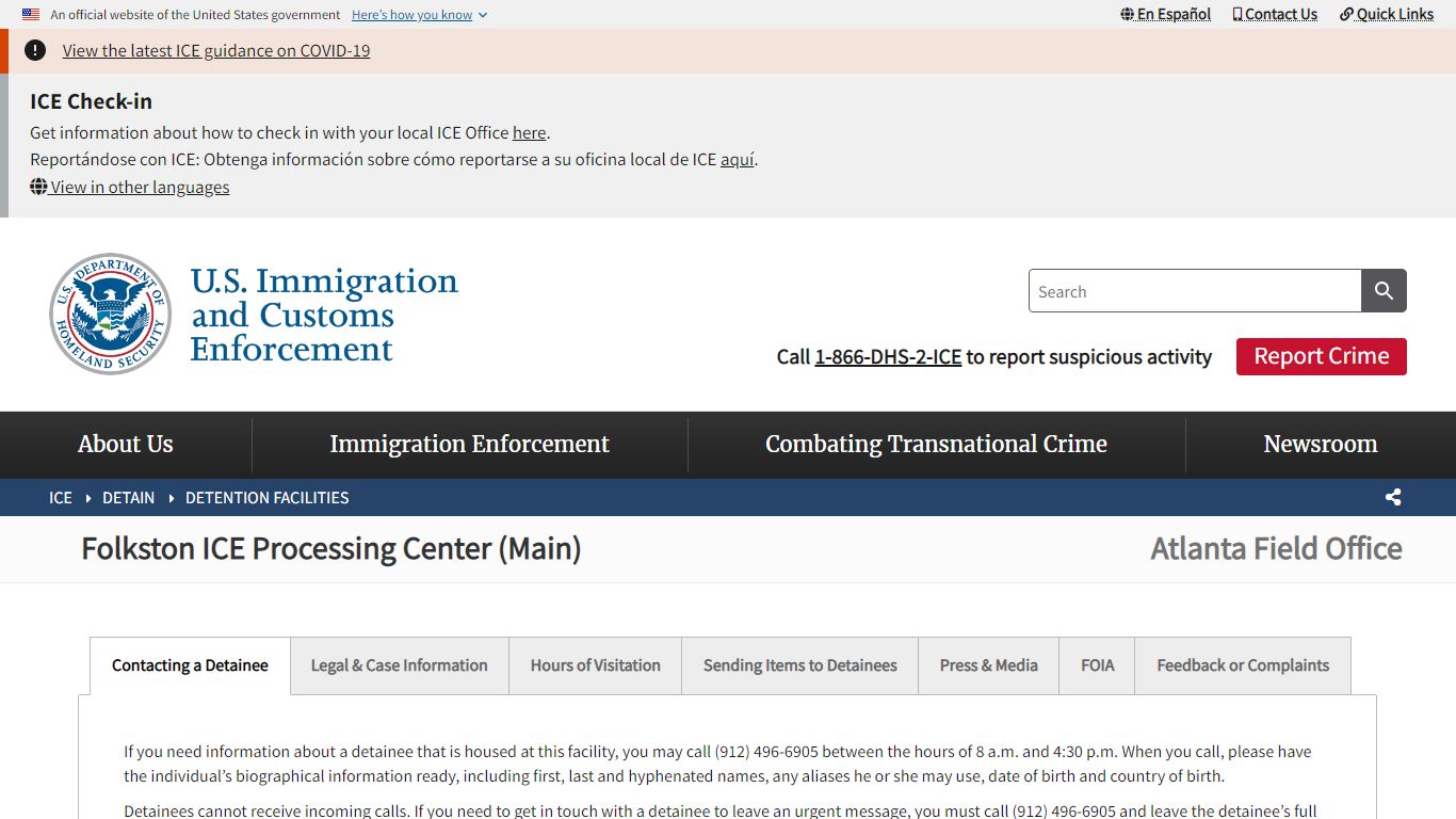 Folkston ICE Processing Center (Main) | ICE